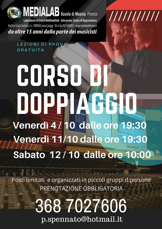 Corsi di doppiaggio , dubbing , Firenze  docente Paolo Spennato 